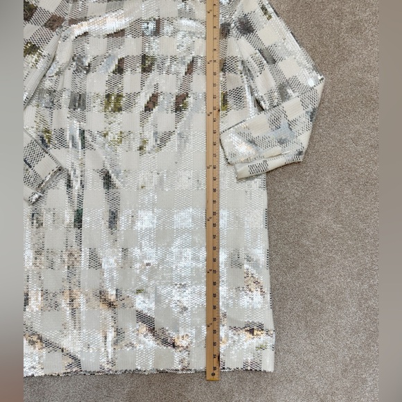 CAROLINA HERRERA Sequin Gingham Check Minidress w Long Sleeves - size 12 - NWT - Picture 10 of 15